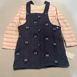 Minnie Mouse Pinafore Dress with Striped Top